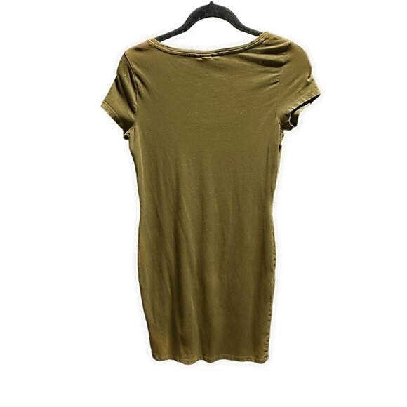 H&M Women's Bodycon Mini Short Sleeve Jersey Dress - Dark khaki green - Picture 3 of 3